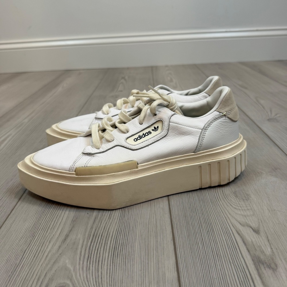 Adidas Hypersleek Super White Leather Platform Sneakers Pointed Toe G54850 8.5